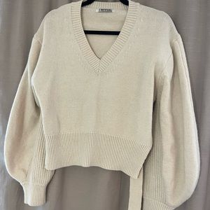 Pixie Market Cream V-Neck Sweater